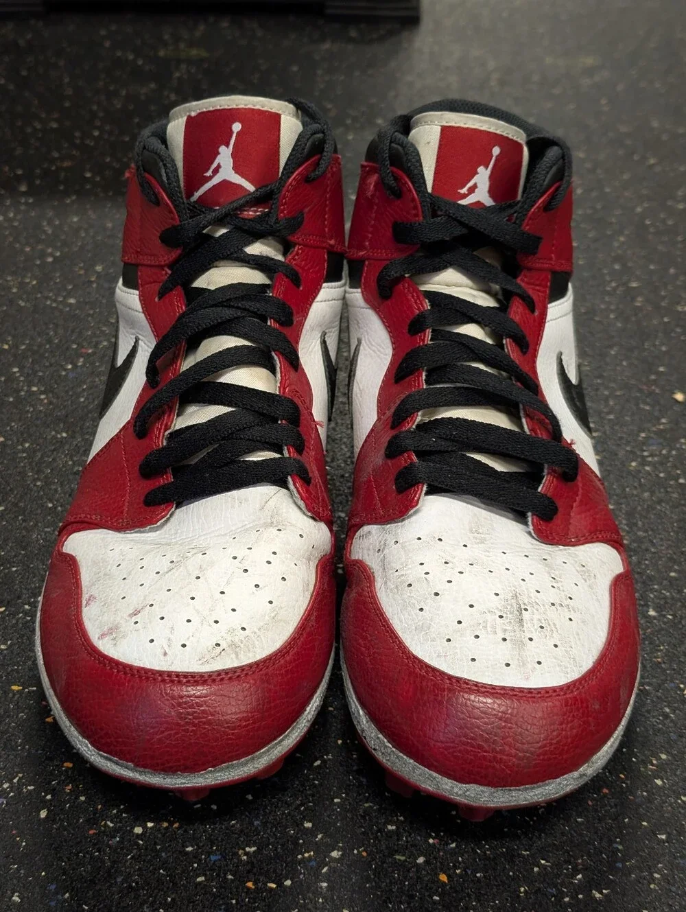 Nike Jordan 1 Football Cleats Mid TD Chicago Red Black White FJ6805-106 Mens
